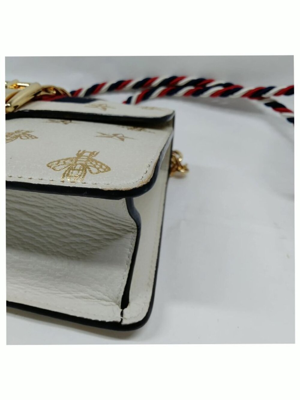 Authentic Gucci Sylvie Top Handle Bag Bee Star Leather Chain Strap - Picture 6 of 10